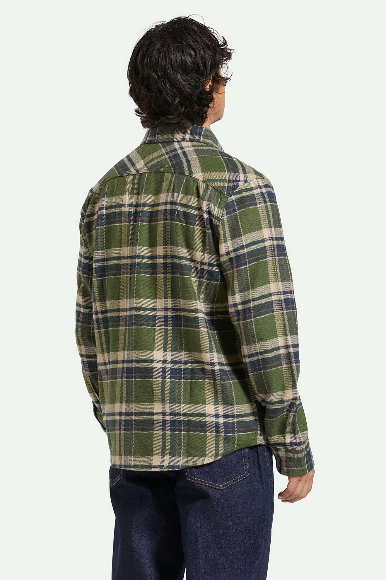 BRIXTON - BOWERY FLANNEL - CYPRESS GREEN/WASHED NAVY/WHITE