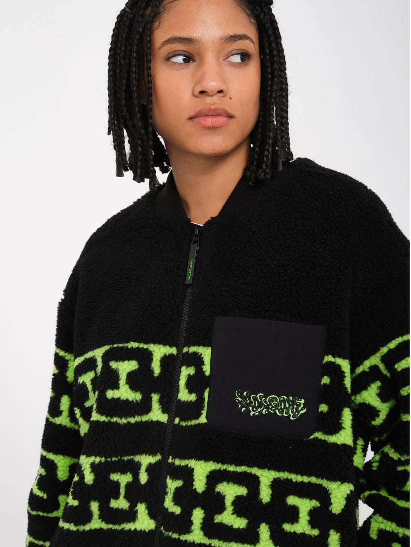 VOLCOM - ZEPHYR SHERPA ZIP - BLACK/GREEN