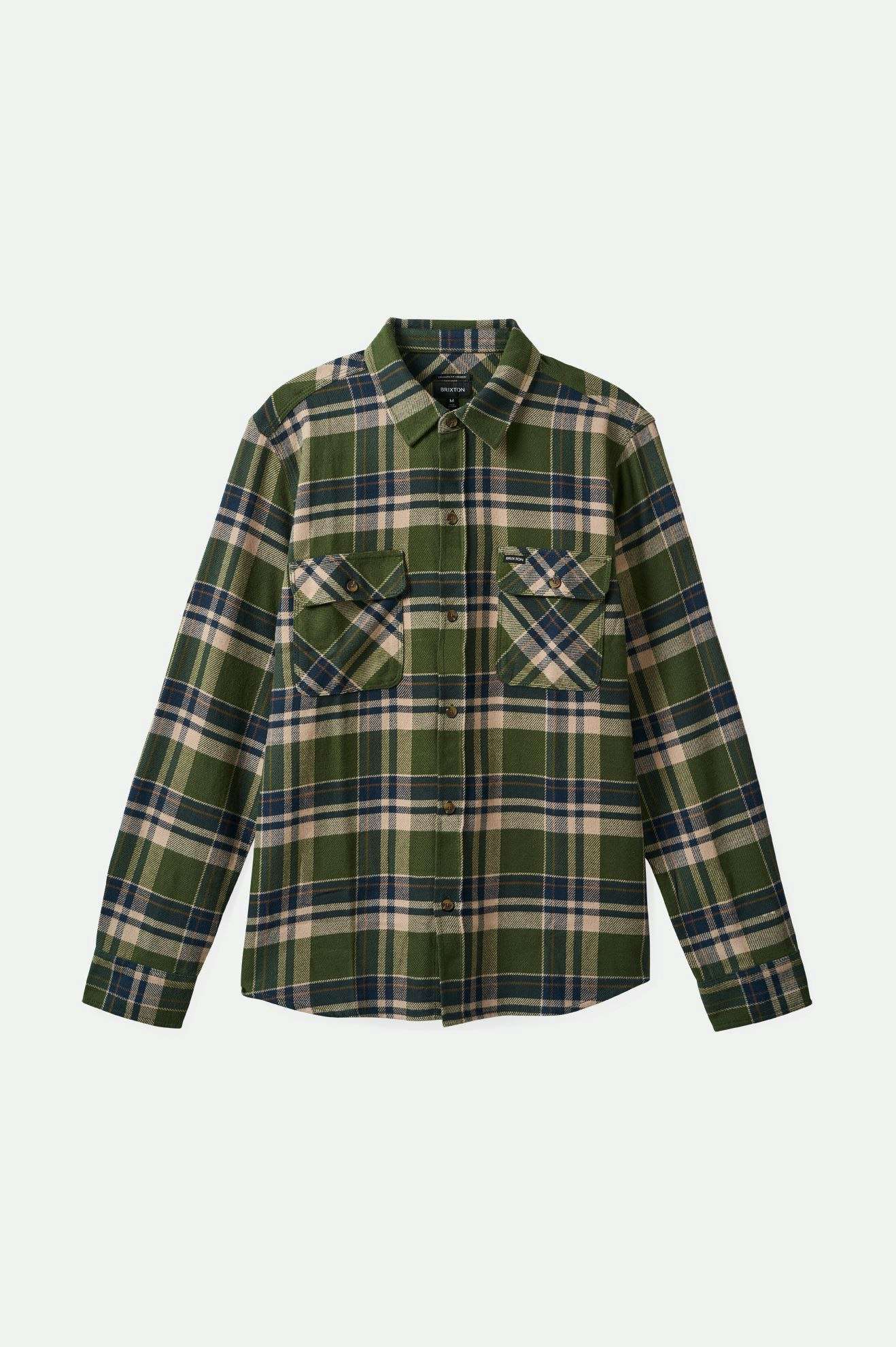 BRIXTON - BOWERY FLANNEL - CYPRESS GREEN/WASHED NAVY/WHITE