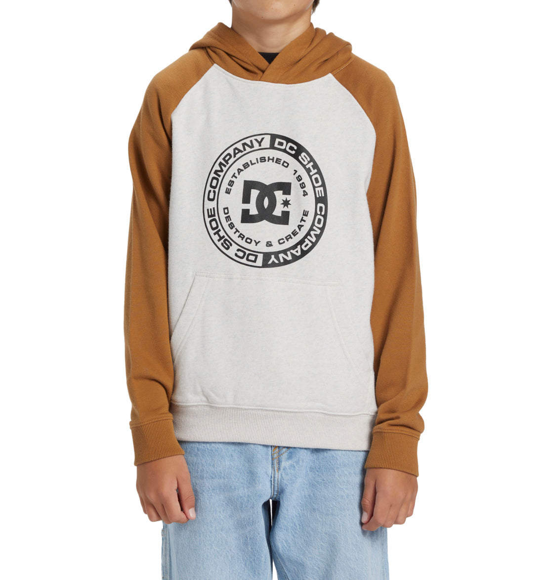 DC - CORPO RAGLAN YOUTH HOOD - SNOW HEATHER/CHIPMUNK