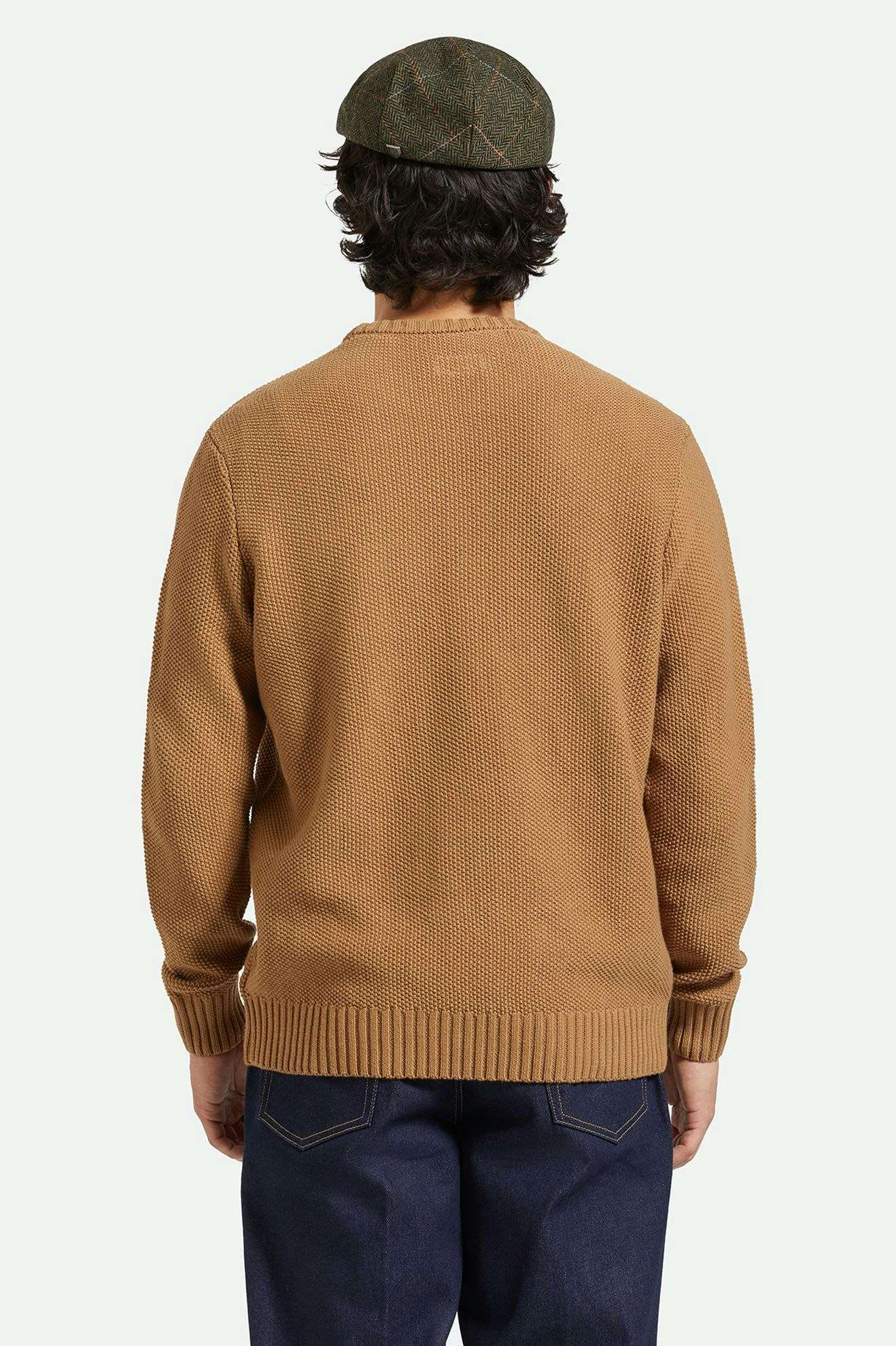 BRIXTON - JACQUES WAFFLE KNIT SWEATER - TIGER'S EYE