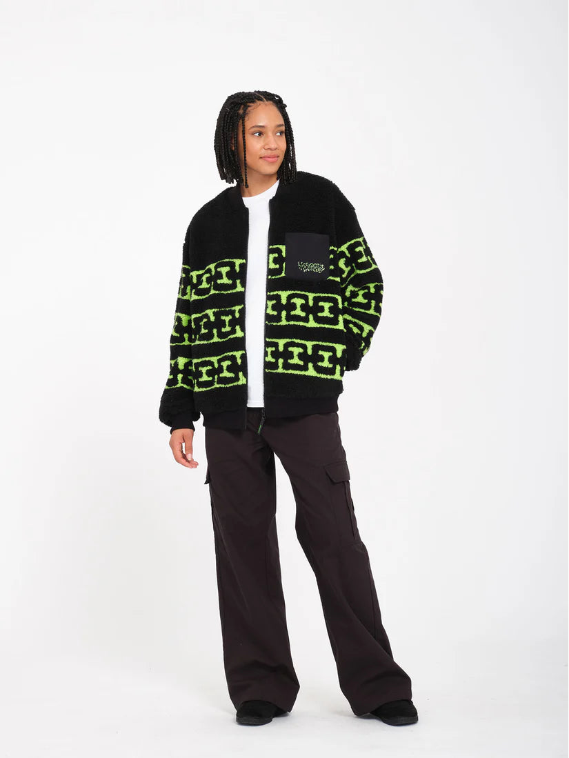 VOLCOM - ZEPHYR SHERPA ZIP - BLACK/GREEN