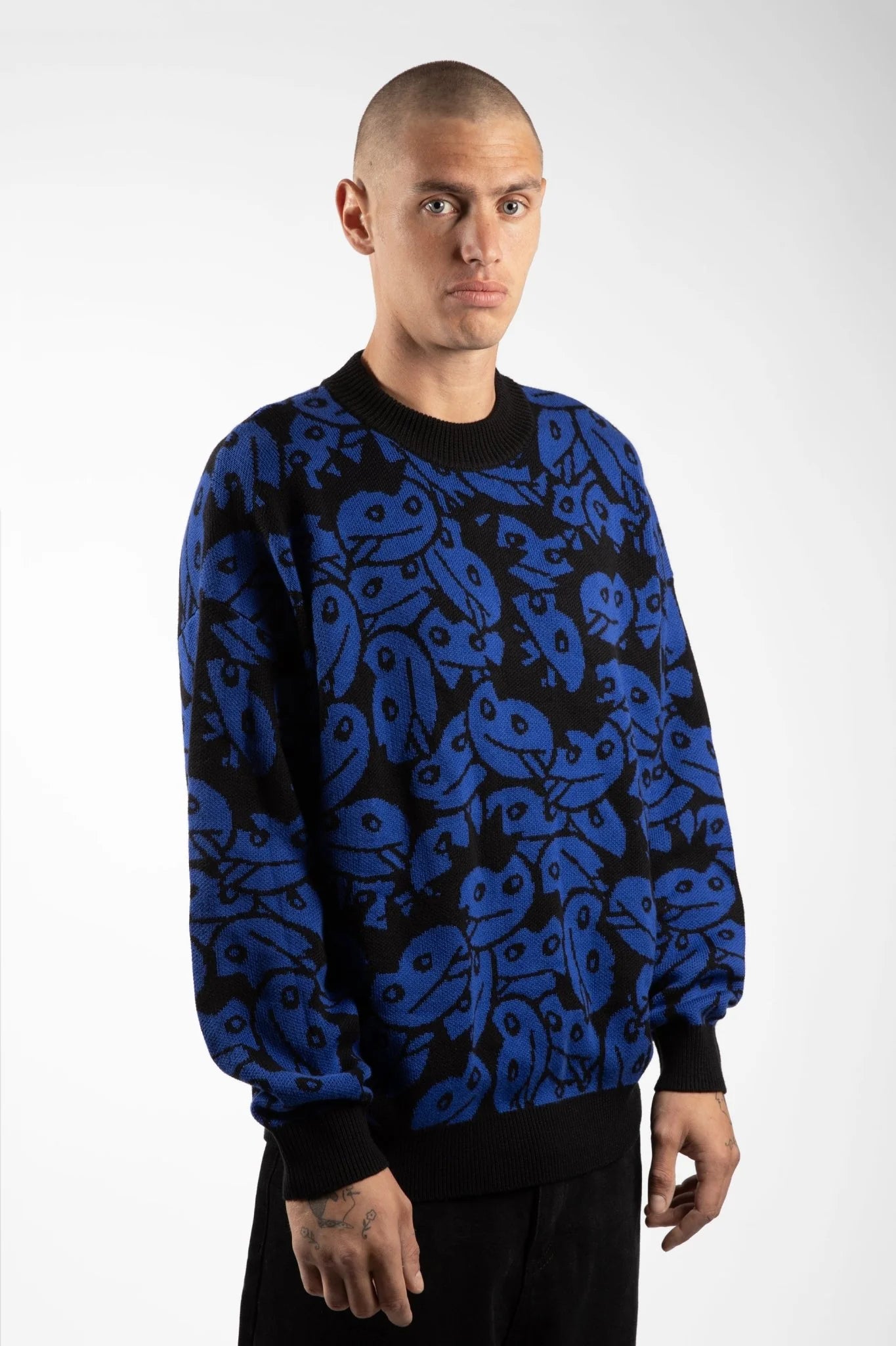 WASTED PARIS - ACID ALLOVER SWEATER - ARENA BLUE/BLACK