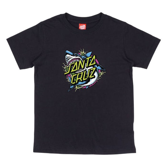 SANTA CRUZ - YOUTH SHARK DOT FRONT TEE - BLACK