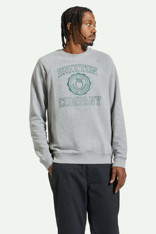 BRIXTON - UNIVERSITY BROKEN IN CREW - HEATHER GREY/PINE NEEDLE