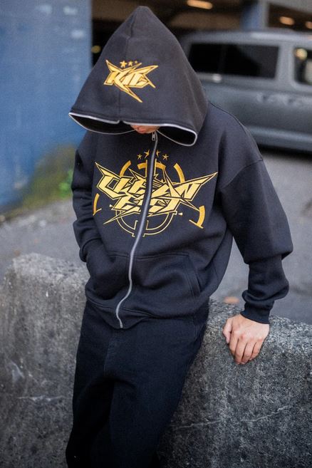 KEEP IT CLEAN - INFINITY FULL ZIPPER HOOD - BLACK/GOLD