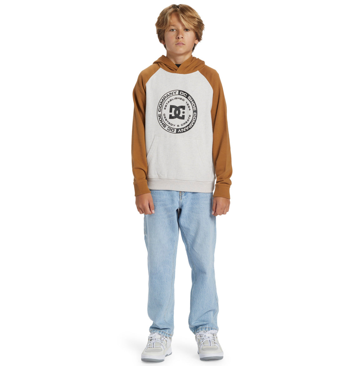 DC - CORPO RAGLAN YOUTH HOOD - SNOW HEATHER/CHIPMUNK