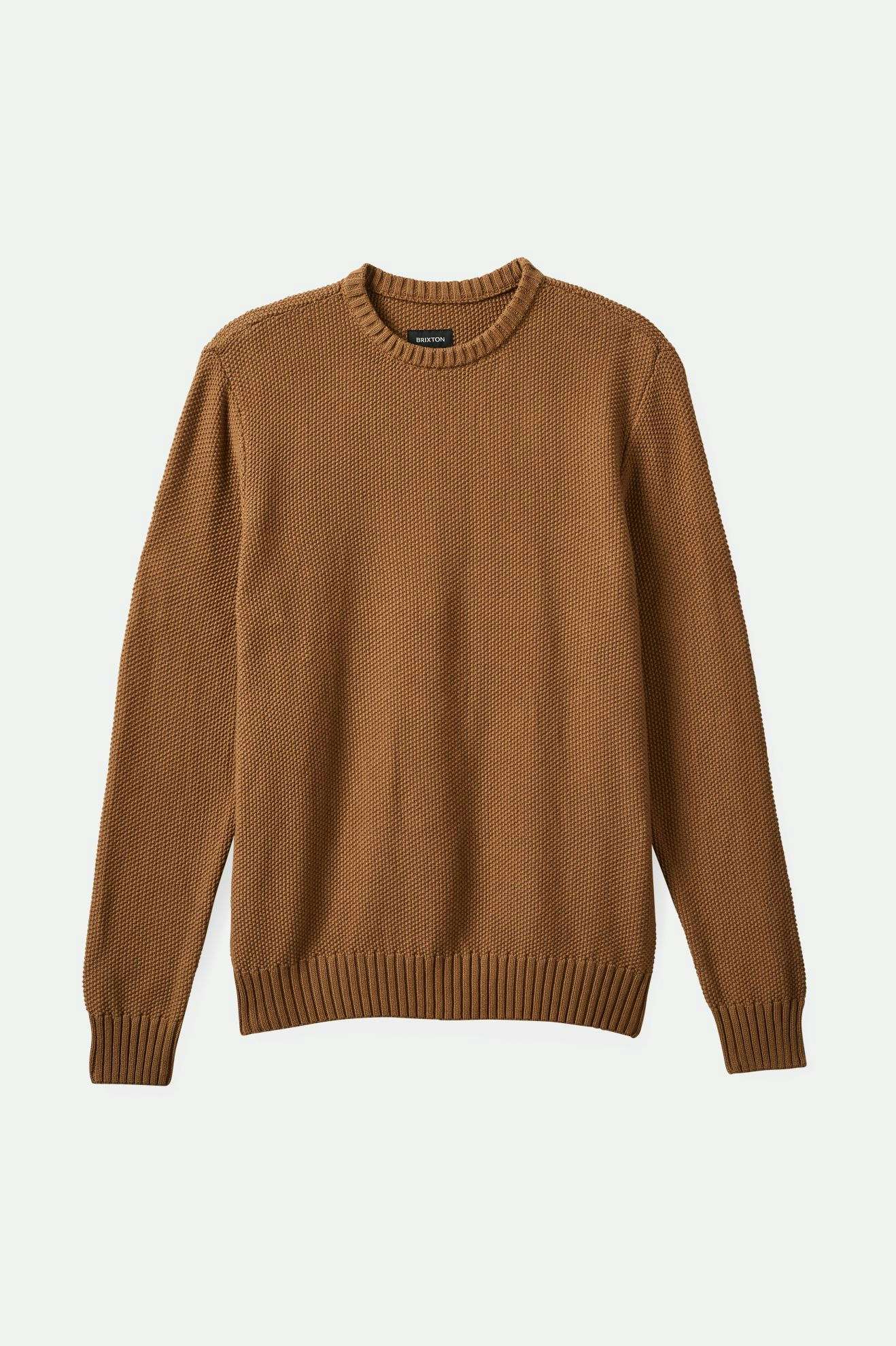 BRIXTON - JACQUES WAFFLE KNIT SWEATER - TIGER'S EYE