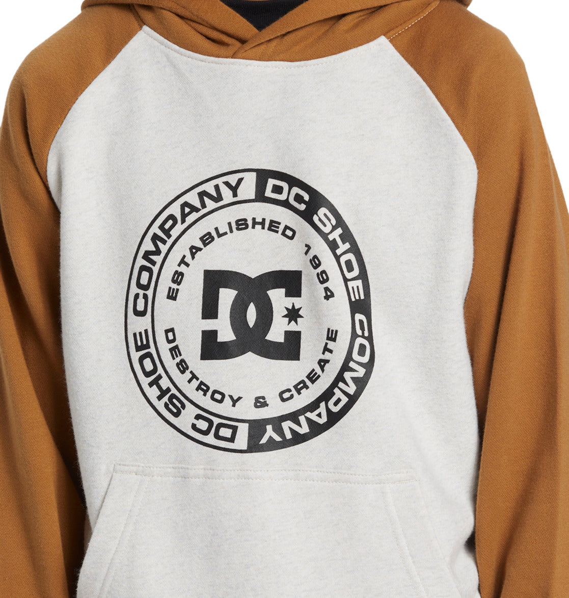 DC - CORPO RAGLAN YOUTH HOOD - SNOW HEATHER/CHIPMUNK