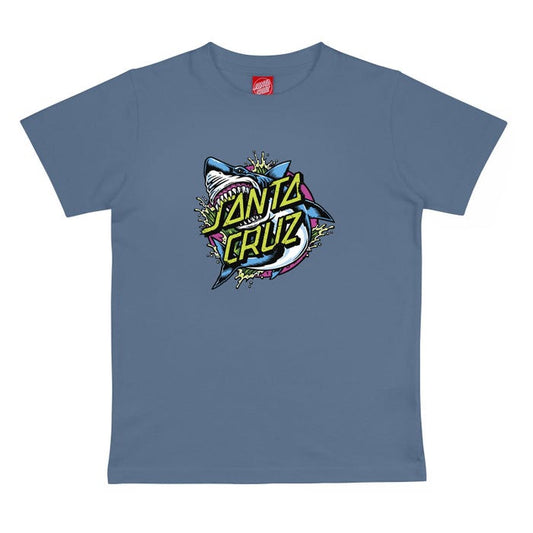 SANTA CRUZ - YOUTH SHARK DOT FRONT TEE - DUSTY BLUE