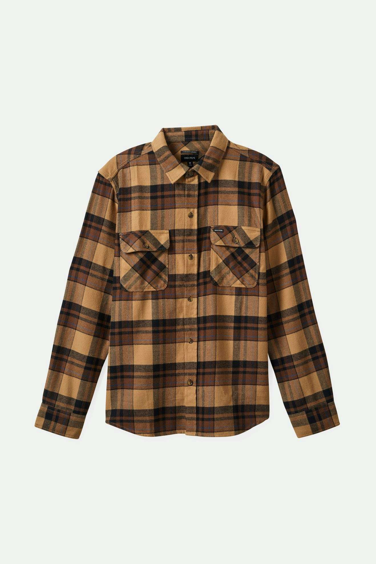 BRIXTON - BOWERY FLANNEL - TIGER'S EYE/PINECONE BROWN/WASHED BLACK