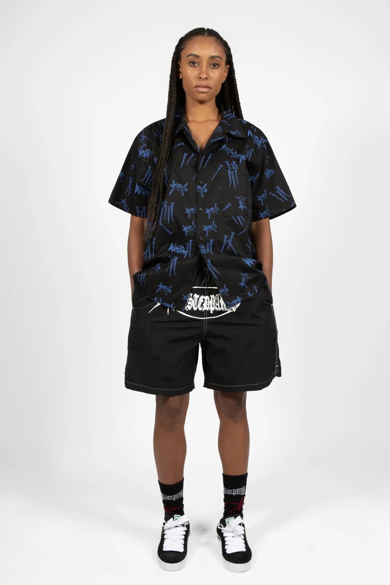 WASTED PARIS - ALL OVER BLIND SHIRT - BLACK/ULTRA BLUE