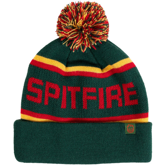 SPITFIRE - CLASSIC '87 FILL POM POM BEANIE - DARK GREEN/GOLD/RED