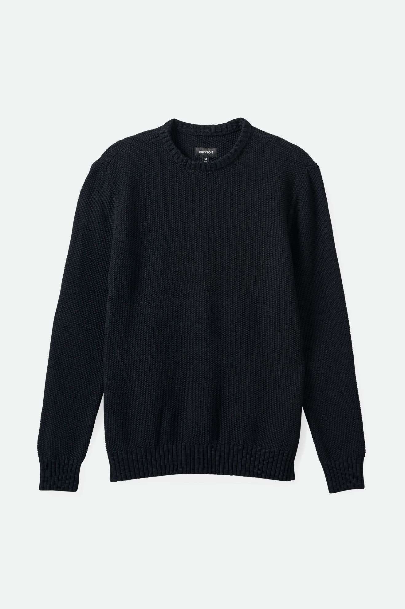 BRIXTON - JACQUES WAFFLE KNIT SWEATER - BLACK