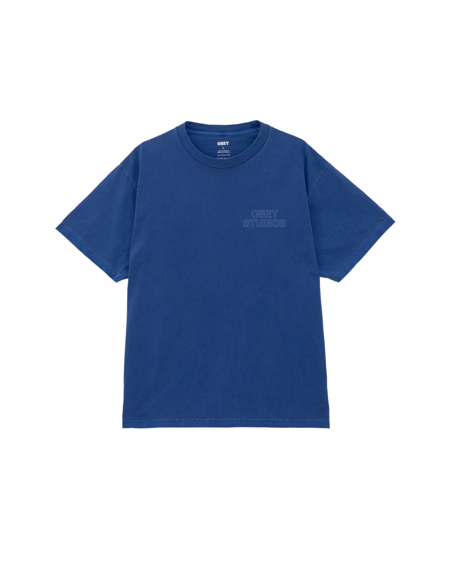 OBEY - STUDIOS OUTLINE PIGMENT TEE - ELECTRIC INDIGO