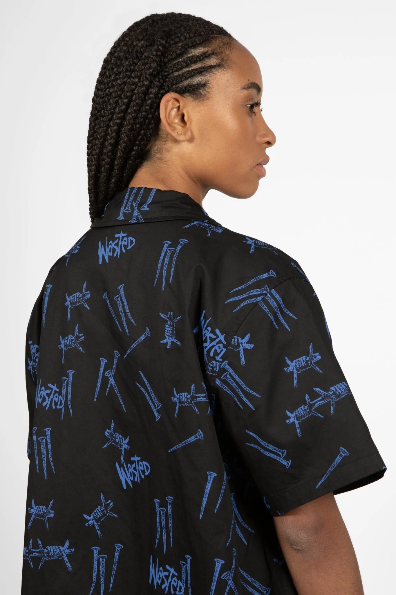 WASTED PARIS - ALL OVER BLIND SHIRT - BLACK/ULTRA BLUE