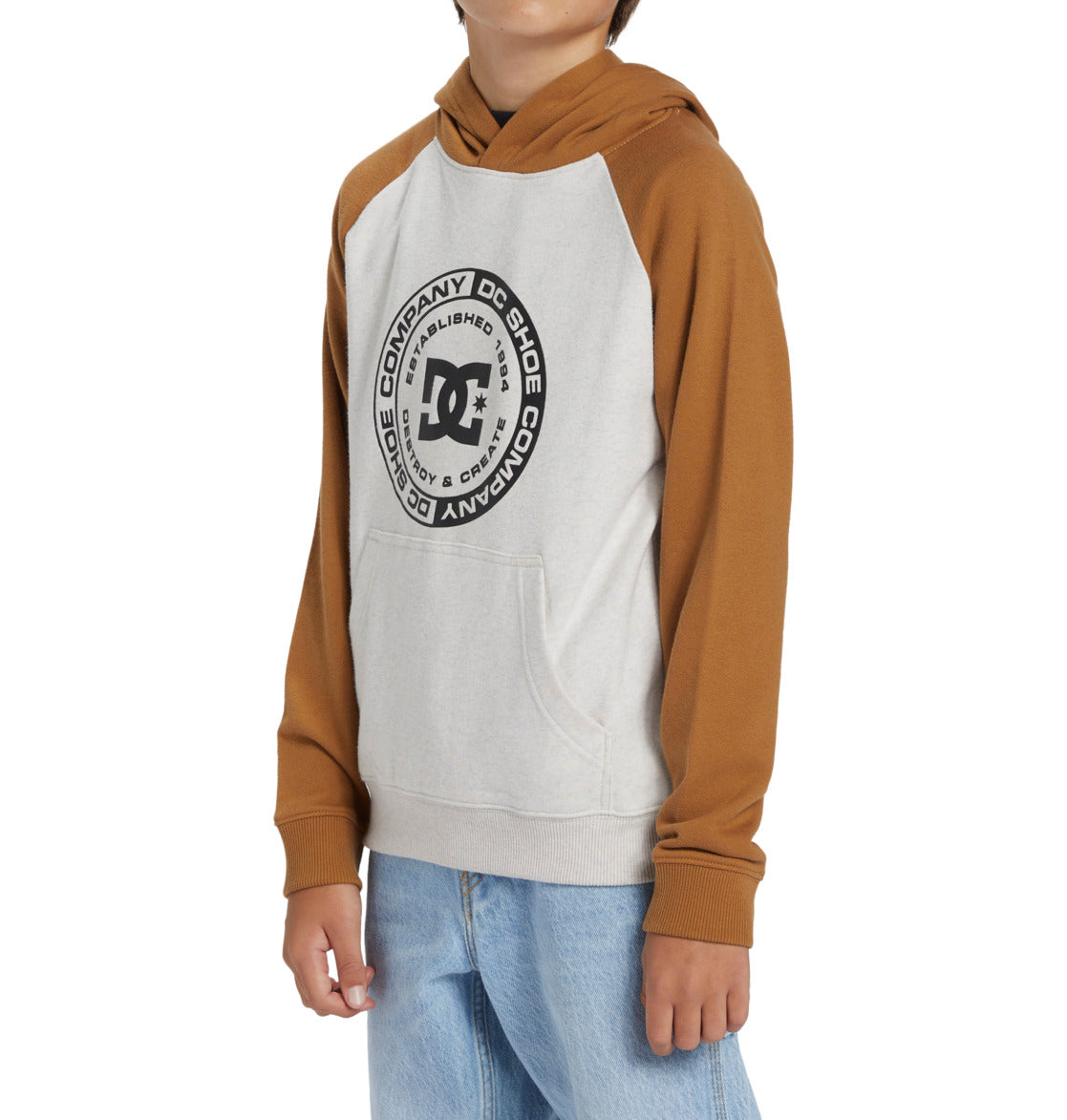 DC - CORPO RAGLAN YOUTH HOOD - SNOW HEATHER/CHIPMUNK