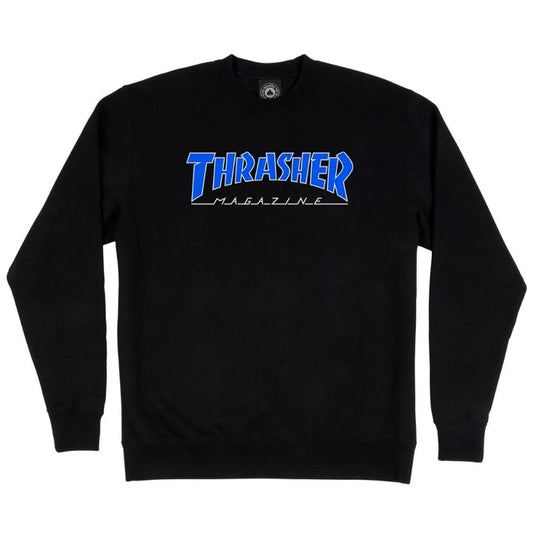 THRASHER - OUTLINED CREWNECK - BLACK/BLUE