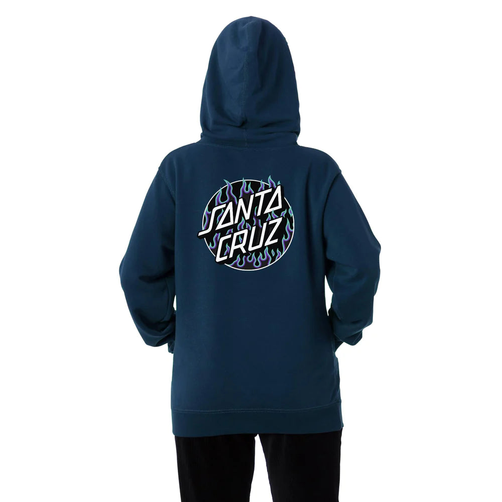 SANTA CRUZ x THRASHER - THRASHER FLAME DOT GIRL HOOD - NAVY