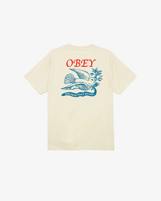 OBEY - PEACE DELIVERY DOVE CLASSIC TEE - CREAM