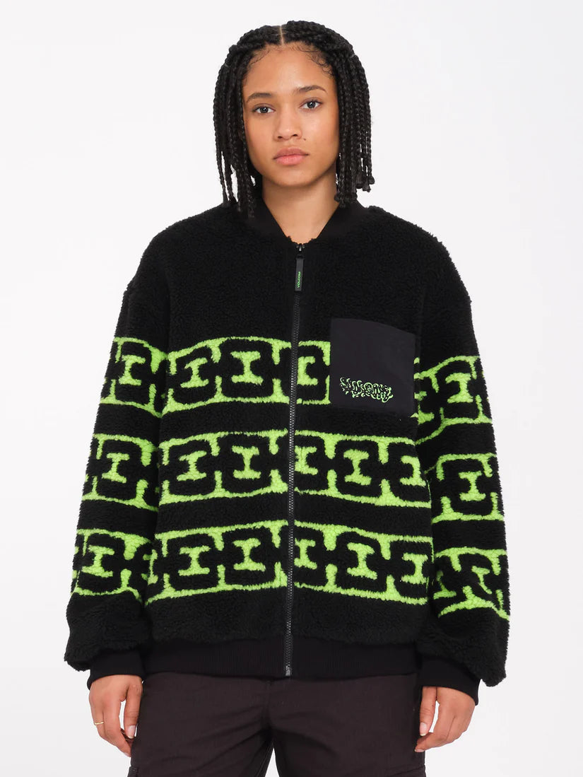 VOLCOM - ZEPHYR SHERPA ZIP - BLACK/GREEN