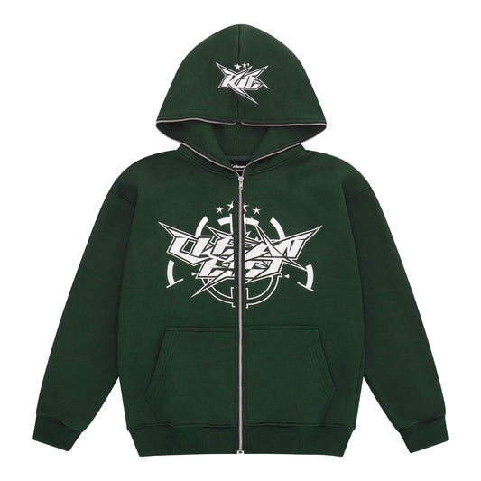 KEEP IT CLEAN - INFINITY FULL ZIPPER HOOD - GREEN/WHITE