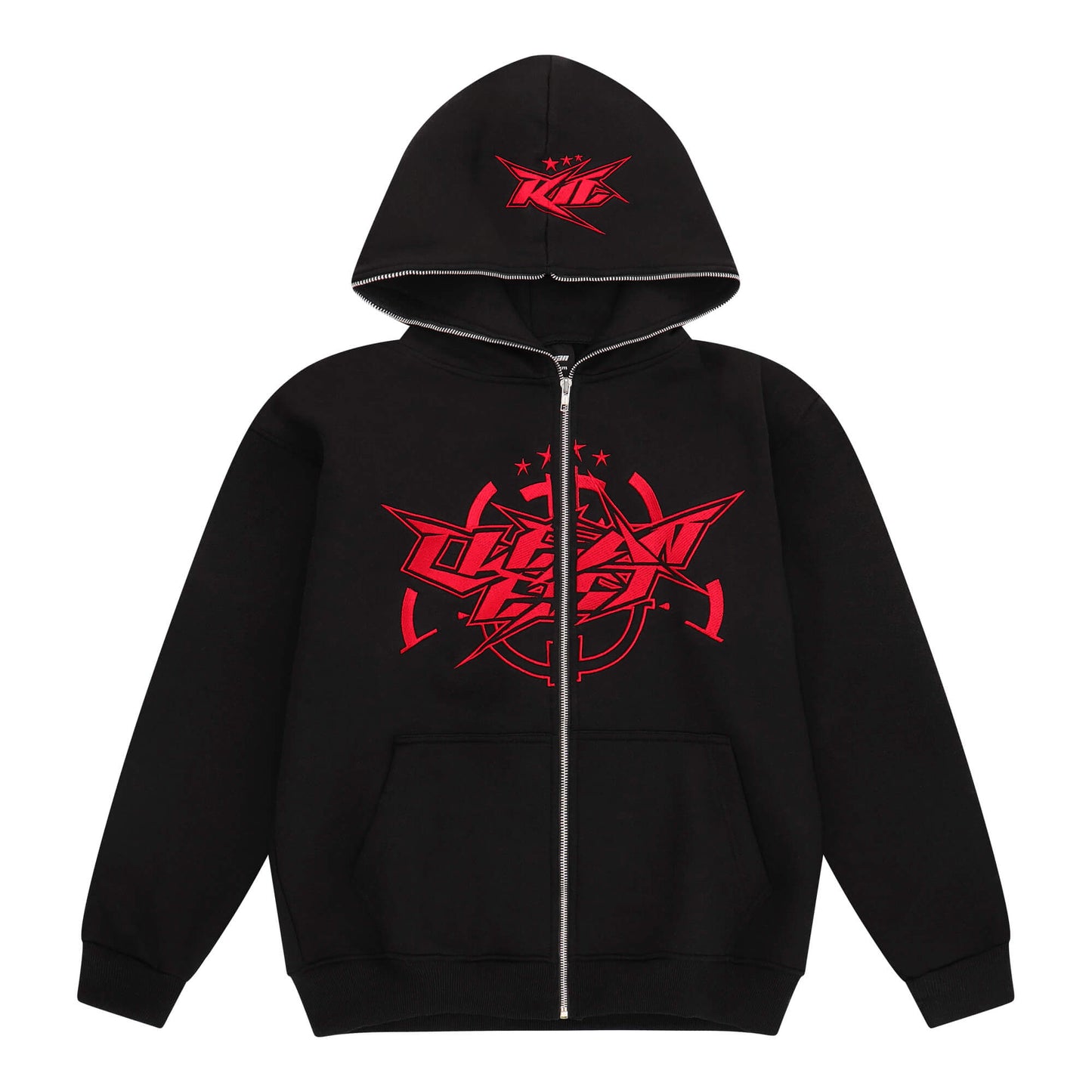 KEEP IT CLEAN - INFINITY FULL ZIPPER HOOD - BLACK/RED