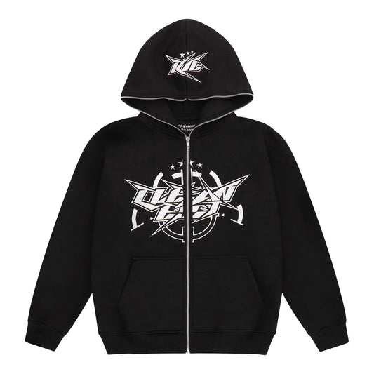 KEEP IT CLEAN - INFINITY FULL ZIPPER HOOD - BLACK/WHITE