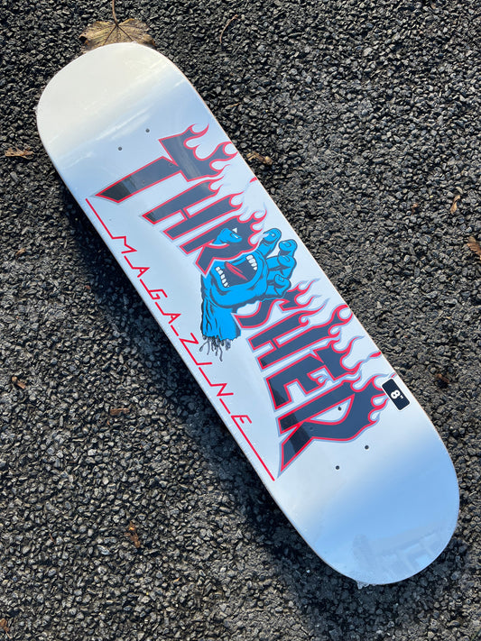 SANTA CRUZ x THRASHER - SCREAMING FLAME - WHITE - 8.0