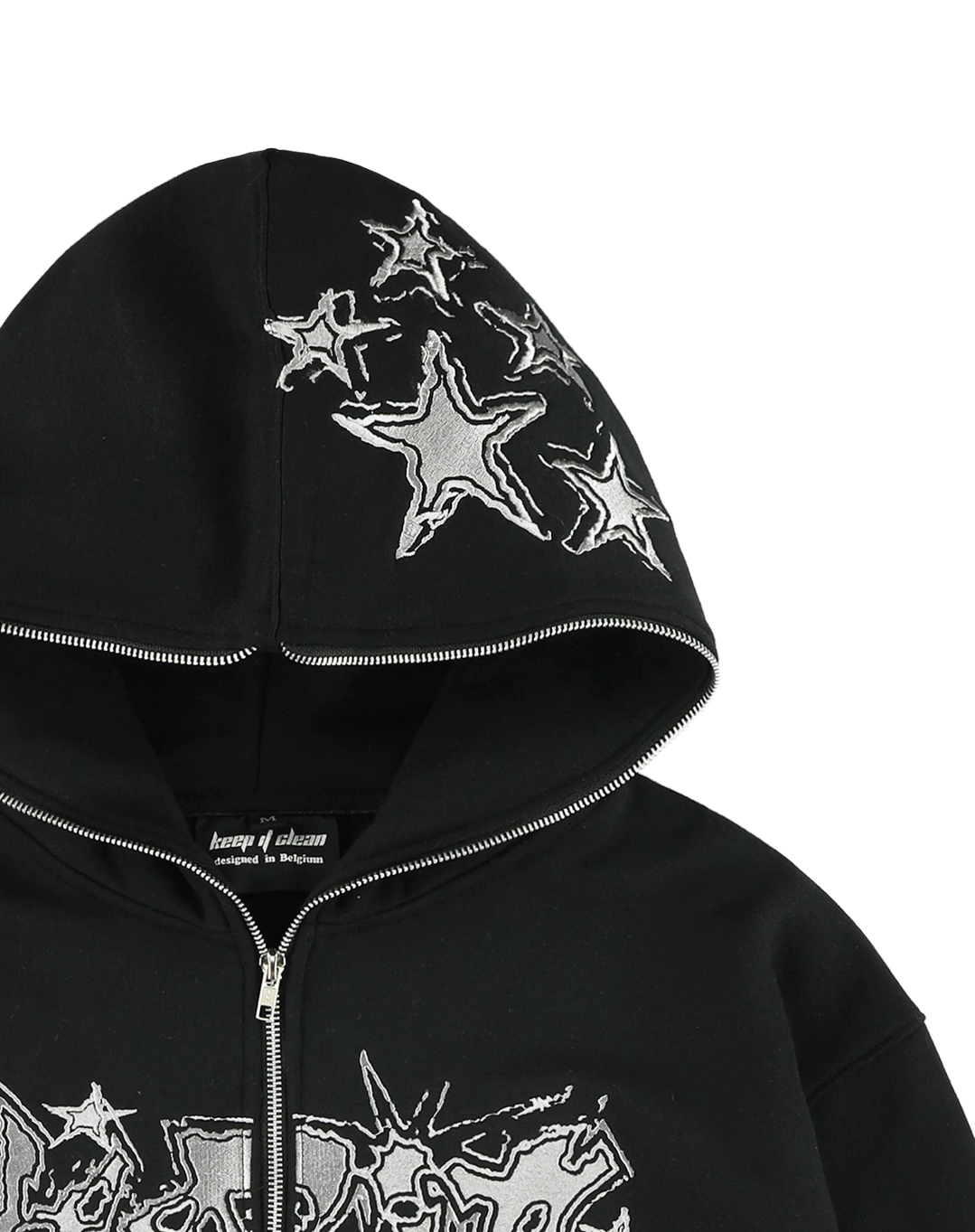 KEEP IT CLEAN - GALACTIC FULL ZIPPER HOOD - BLACK/WHITE