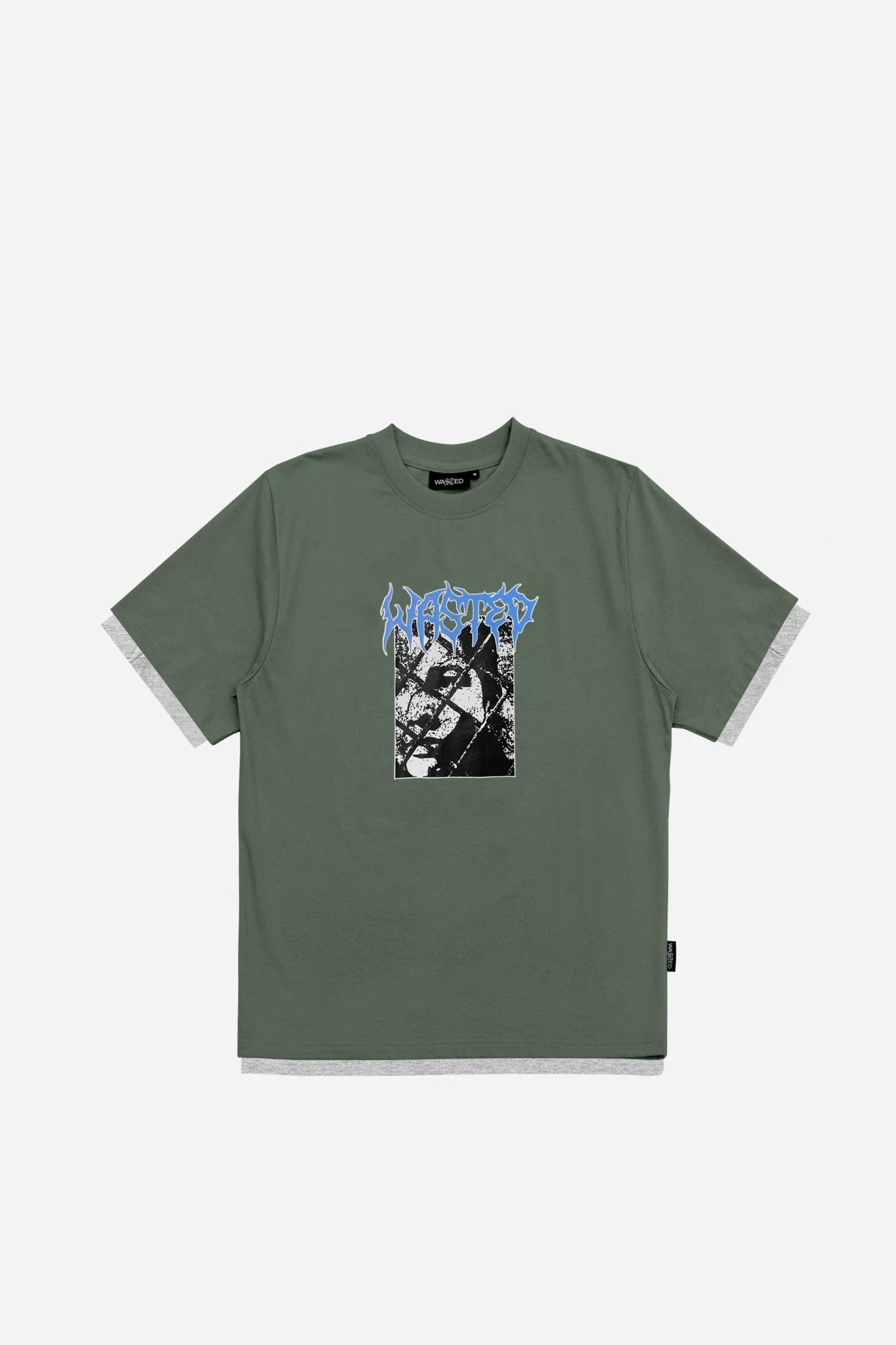 WASTED PARIS - NINE WIRE TEE - LICHEN GREEN/ASH GREY