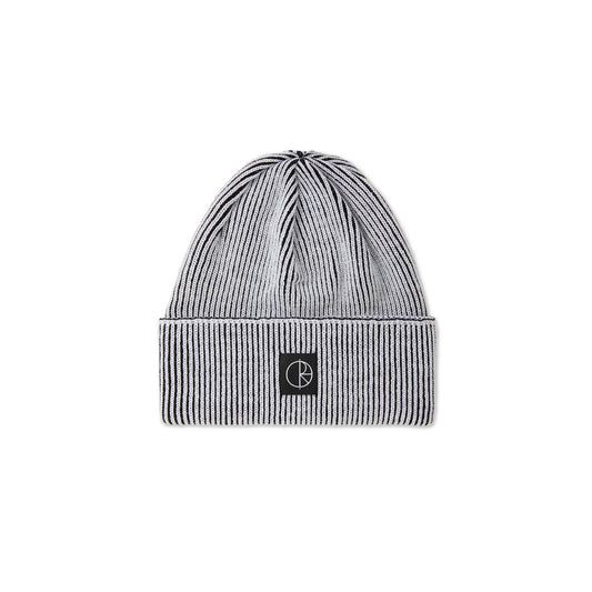 POLAR - MERINO LINES BEANIE - WHITE/BLACK