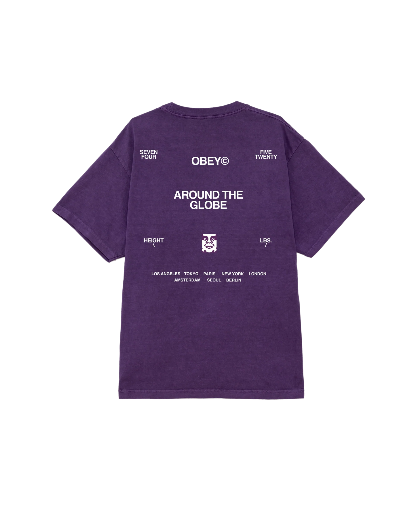 OBEY - AROUND THE GLOBE PIGMENT TEE - IMPERIAL PURPLE