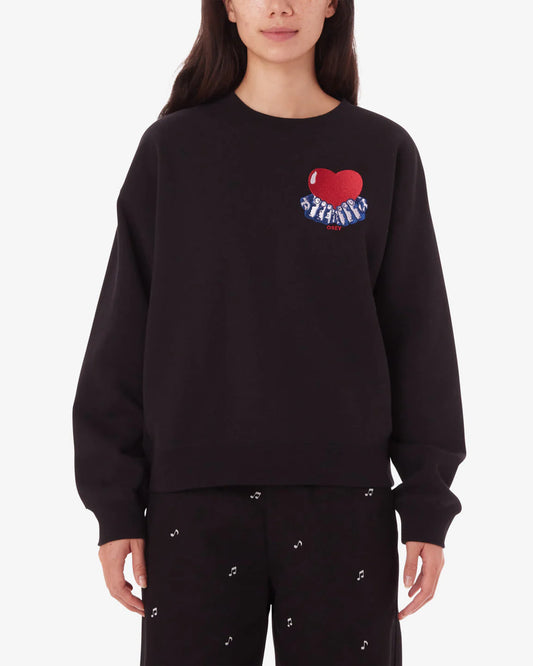 OBEY - HEART CREWNECK - DIGITAL BLACK