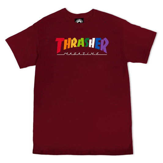 THRASHER - RAINBOW MAG SS TEE - MAROON