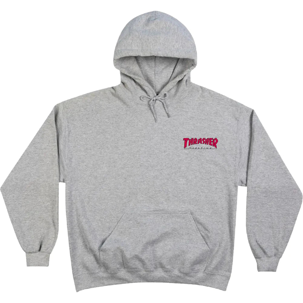 THRASHER - OUTLINED CHEST LOGO HOOD - GRAY