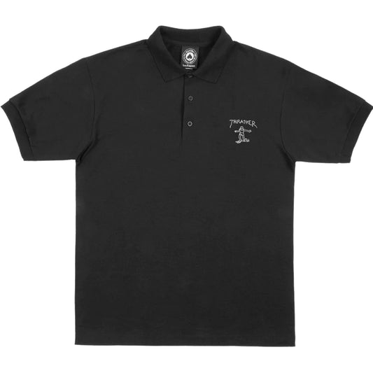 THRASHER - MINI GONZ EMBROIDERED POLO - BLACK