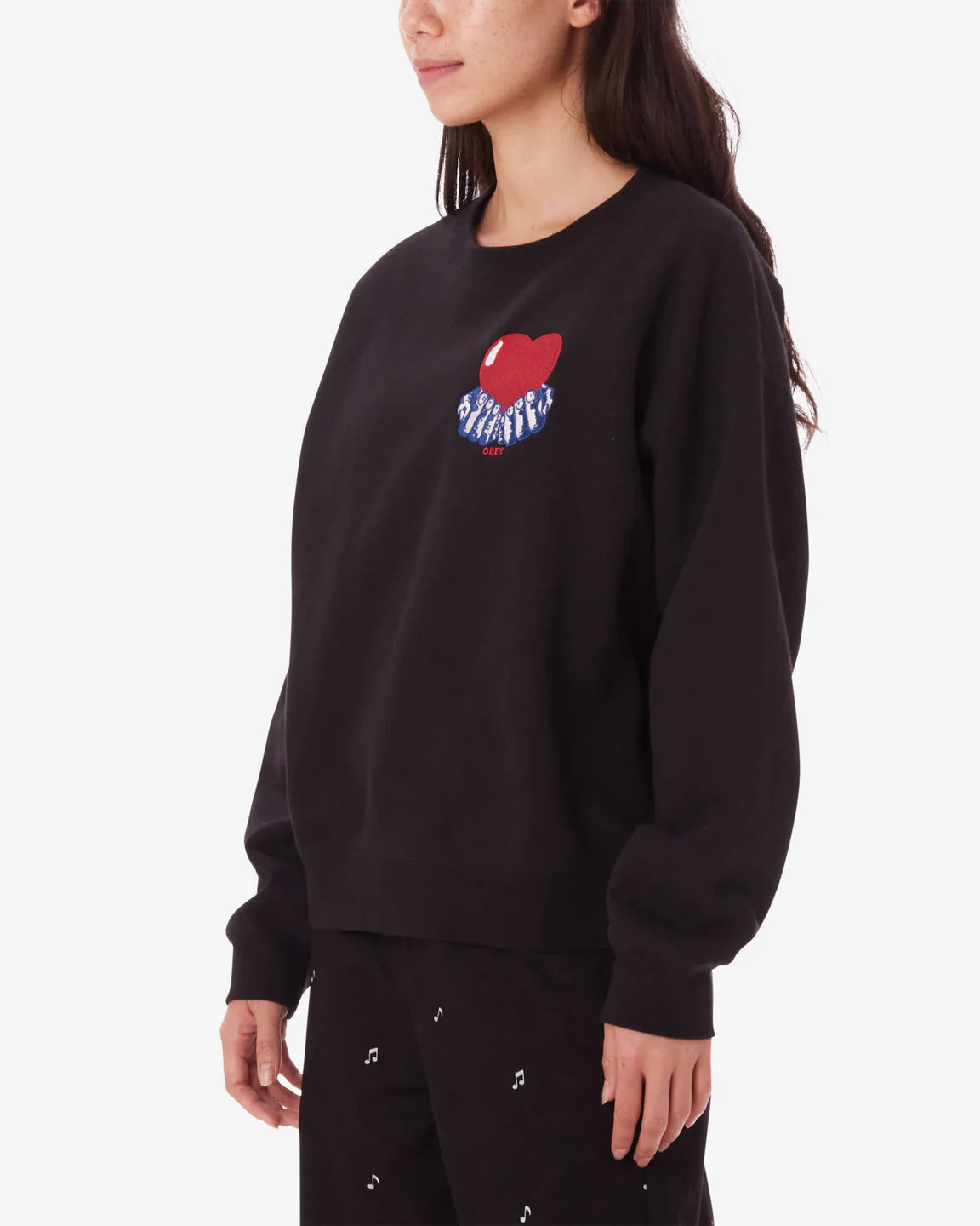 OBEY - HEART CREWNECK - DIGITAL BLACK