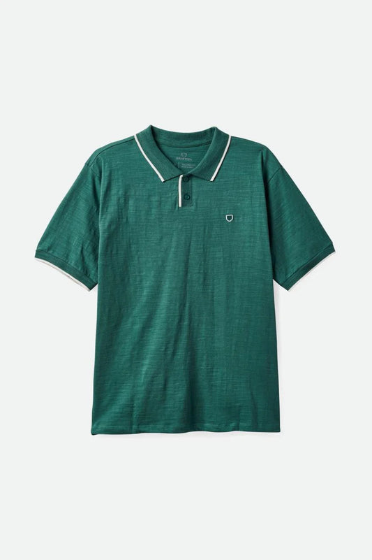 BRIXTON - PROPER SLUB S/S POLO KNIT - SPRUCE/OFF WHITE