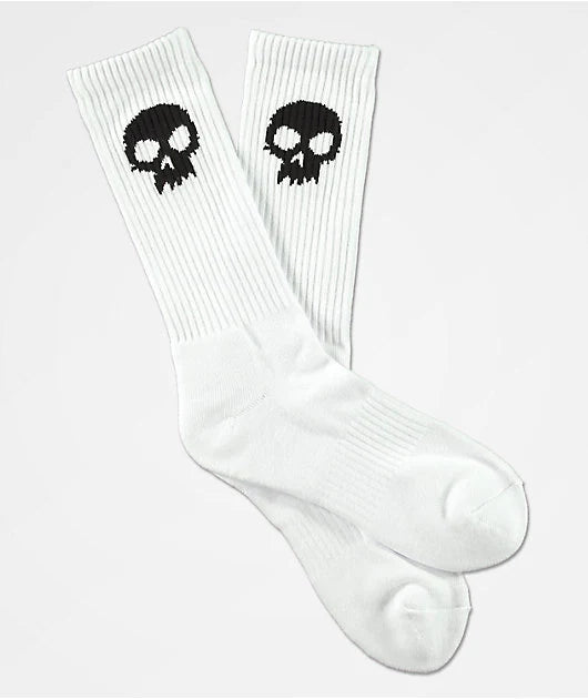 ZERO - SKULL CREW SOCK - WHITE - OS