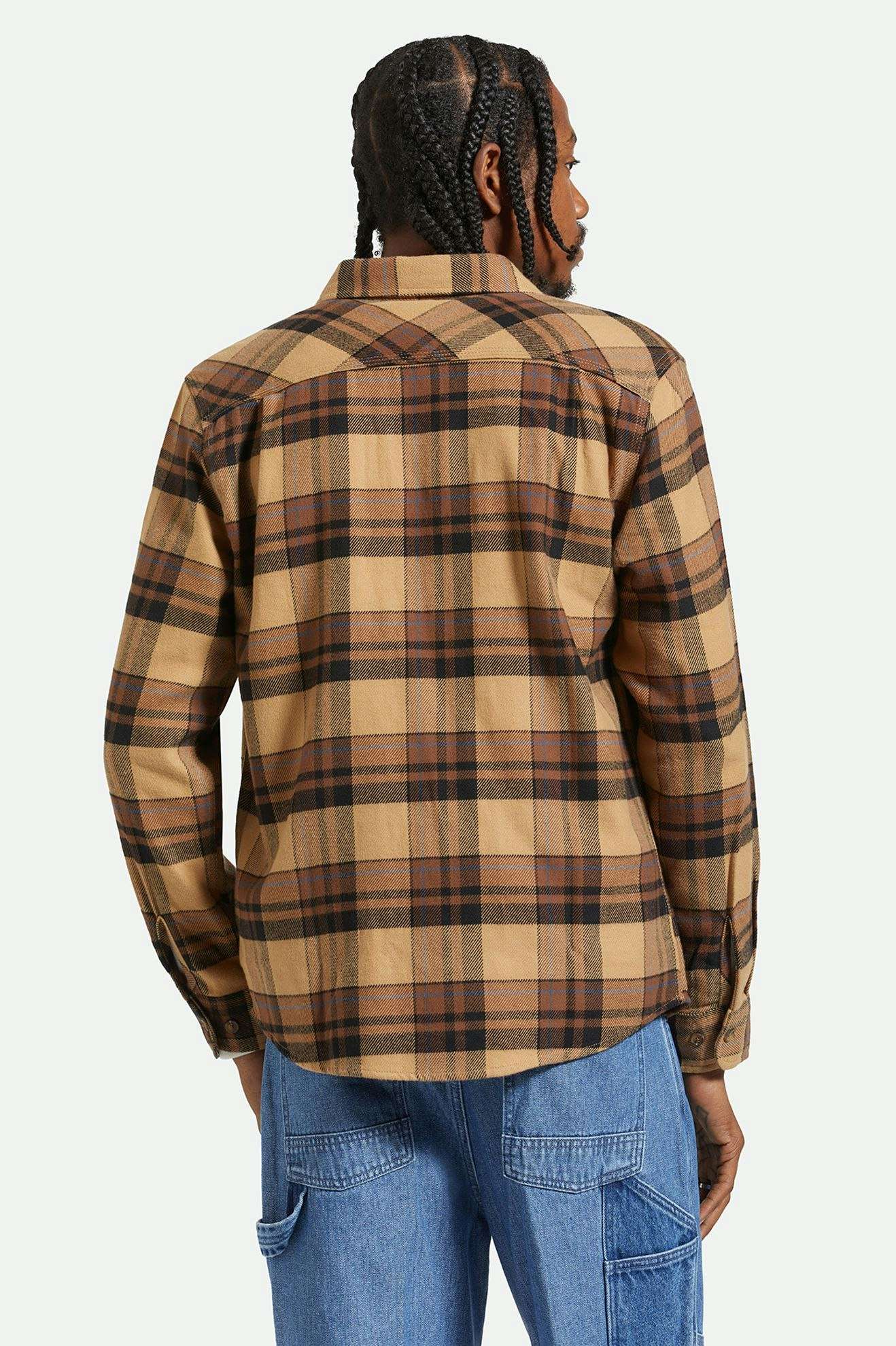 BRIXTON - BOWERY FLANNEL - TIGER'S EYE/PINECONE BROWN/WASHED BLACK