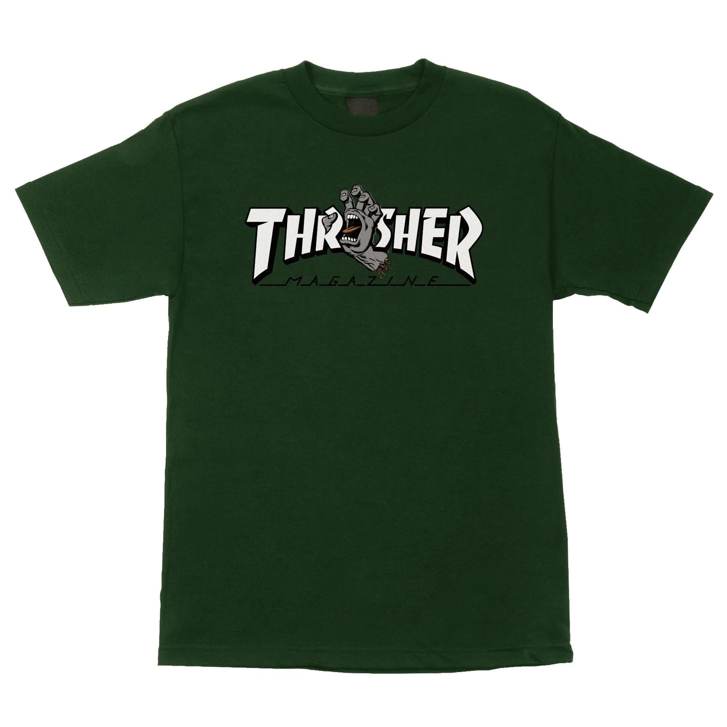 SANTA CRUZ x THRASHER - SCREAMING THRASHER LOGO TEE - FOREST GREEN