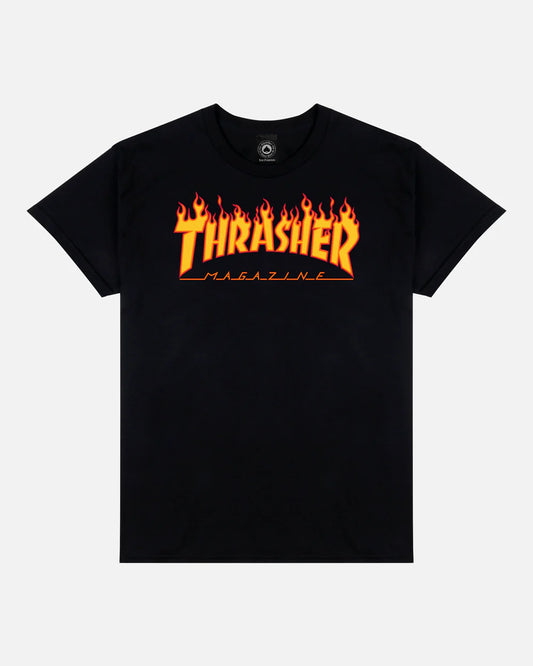 THRASHER - FLAME LOGO TEE - BLACK