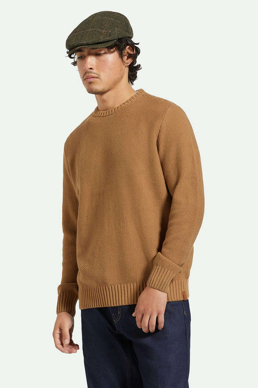 BRIXTON - JACQUES WAFFLE KNIT SWEATER - TIGER'S EYE