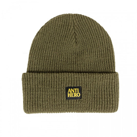 ANTI HERO - LIL BLACK HERO CUFF BEANIE - OLIVE/BLACK/YELLOW