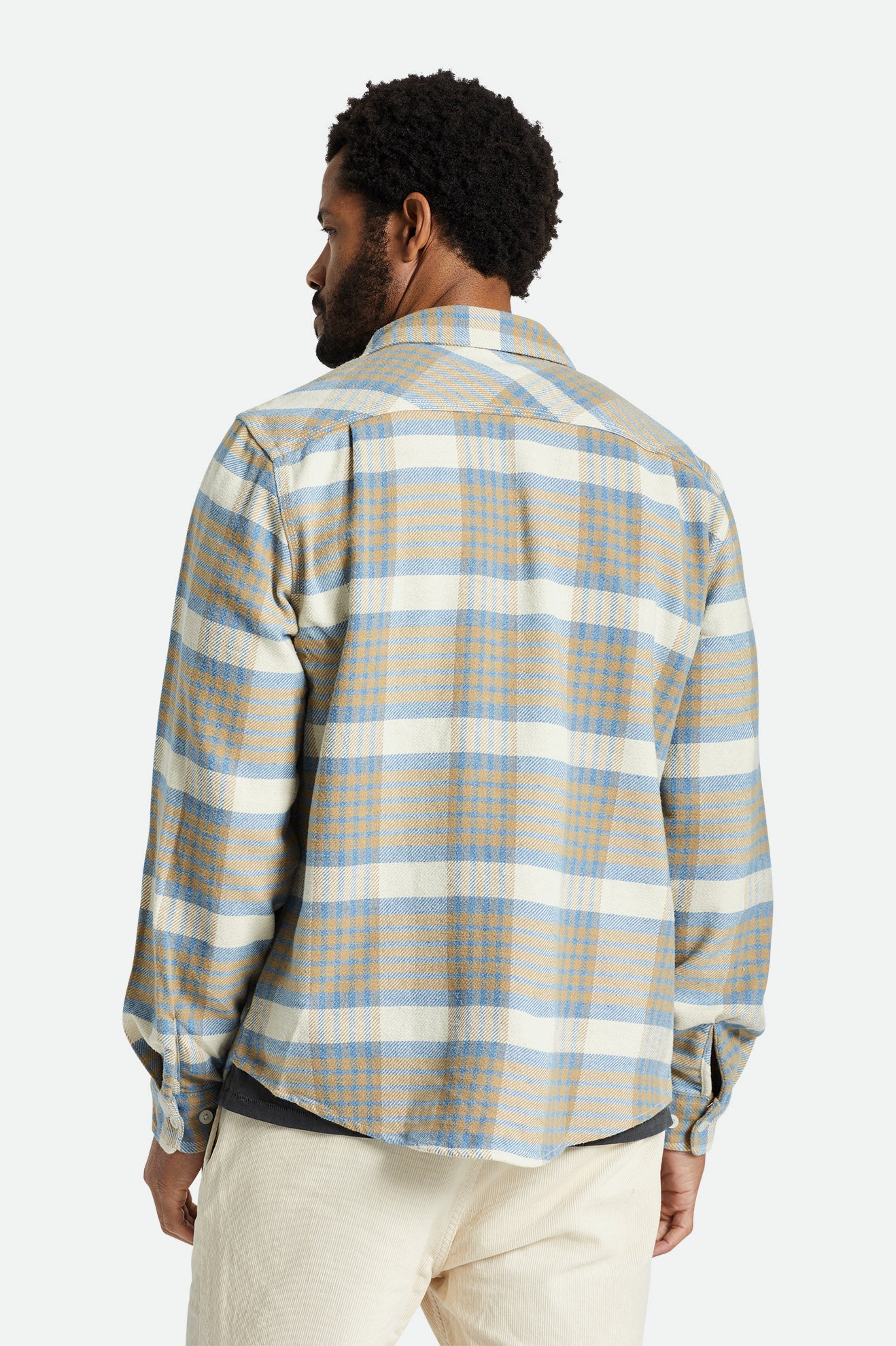 BRIXTON - BOWERY L/S FLANNEL - WHITECAP/SAND/BLUE HEAVEN