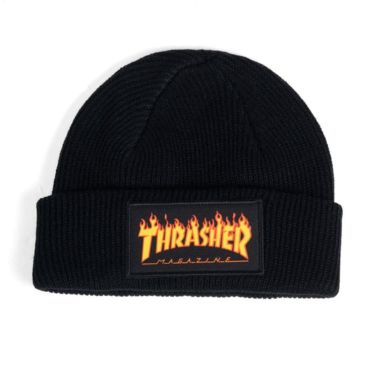 THRASHER - FLAME LOGO BEANIE - BLACK