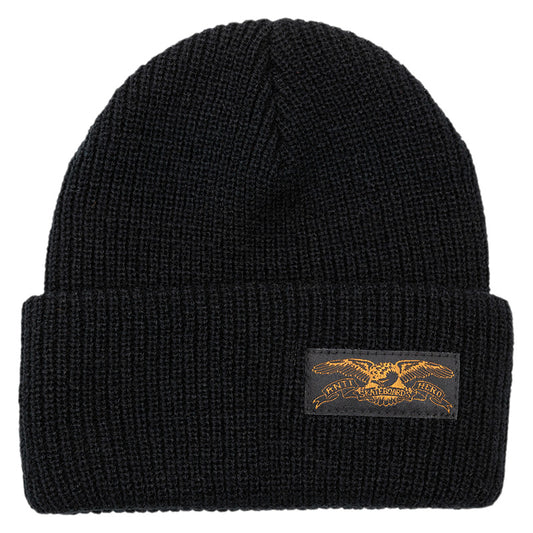 ANTI HERO - STOCK EAGLE LABEL CUFF BEANIE - BLACK/BLACK/BRITISH KHAKI