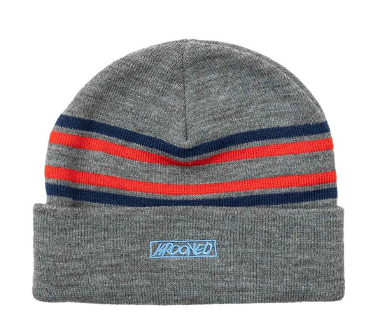 KROOKED - MOONSMILE SCRIPT CUFF BEANIE - CHARCOAL HEATHER/BLUE/RED