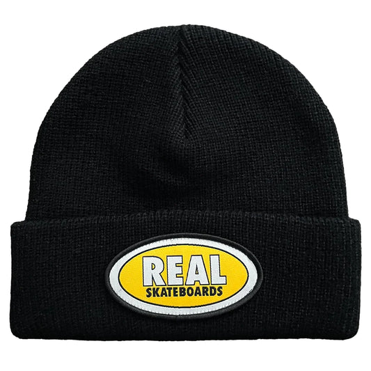 REAL - OVAL CUFF BEANIE - BLACK/YELLOW